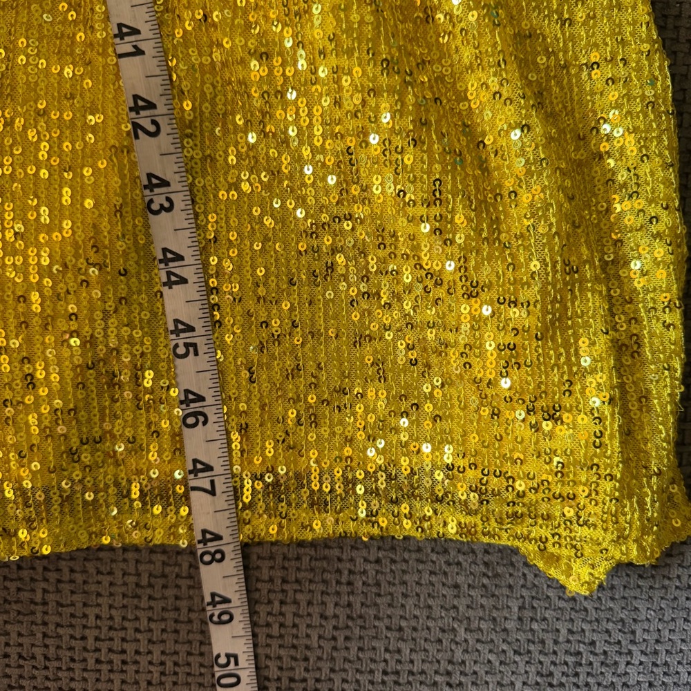 Mac Duggal Yellow Gold Sequin Cutout Twist Sheath Dress 4 Graduation Wedding - Picture 11 of 14